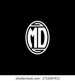MD monogram logo isolated on oval rotate shape design template