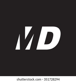 MD negative space letter logo black background