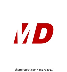 MD negative space letter logo red