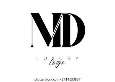 MD Serif Letter Monogram Typography Logo for Elegant Premium Branding Identity