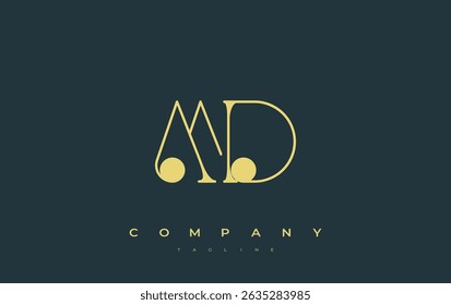 Design do logotipo da tipografia MD. Representação de design de monograma elegante com as letras M e D combinadas em um estilo de assinatura artística, proporcionando uma representação visual única e criativa.
