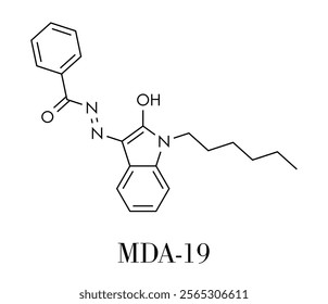 MDA-19 synthetic cannabinoid molecule. Skeletal formula.