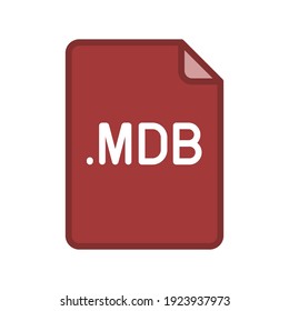 Icono de esquema rellenado con formato de archivo MDB. Signo de estilo lineal para concepto móvil y diseño web. Sencillo símbolo de color. Ilustración vectorial aislada en fondo blanco. EPS 10.