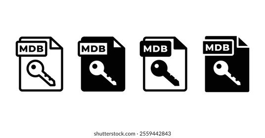 MDB file format icon vector design illustration black white color simple style isolated