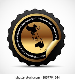 Mdelon, sign with the Modern Regional Comprehensive Economic Partnership (RCEP) map. Vector Illustration. EPS10