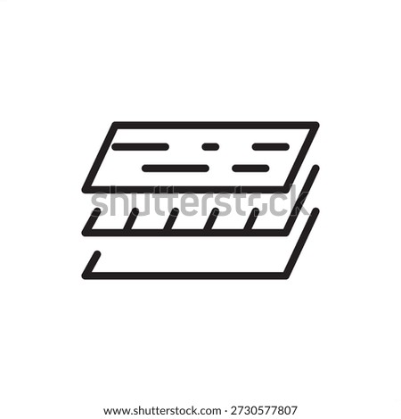 MDF board icon. Engineered wood and furniture manufacturing, representing medium-density fibreboard panels, composite timber substrates, smooth surface machining, and industrial cabinetry materials.