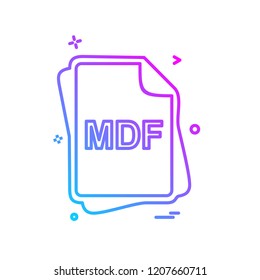MDF file type icon design vector