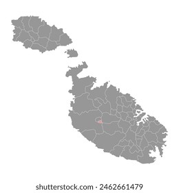 Mapa del distrito de Mdina, división administrativa de Malta. Ilustración vectorial.