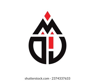 MDJ letter water drop shape logo design. MDJ drop logo simple design.