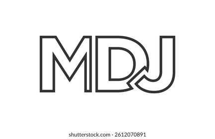 MDJ logo design template with strong and modern bold text. Initial based vector logotype featuring simple and minimal typography. Trendy company identity ideal for businesses brand presence.