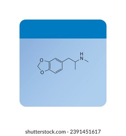 MDMA-Molekülstruktur, Skelettformel-Diagramm auf rosafarbenem Hintergrund. Wissenschaftliche EPS10 Vektorgrafik.
