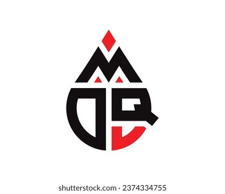 Diseño del logotipo de la forma de caída de agua de la letra MDQ. Diseño sencillo del logotipo de caída MDQ.