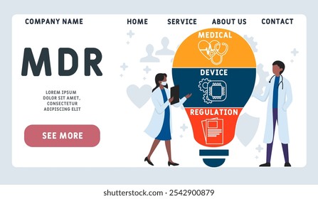 MDR - Medical Device Regulation acronym. medical concept background. vector illustration concept with keywords and icons. lettering illustration with icons for web banner, flyer, landing pag 