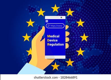 MDR - Medical Device Regulation. Regulation of the EU- European Union on the clinical investigation and sale of medical devices for human use. Vector illustration