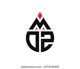MDZ letter water drop shape logo design. MDZ drop logo simple design.