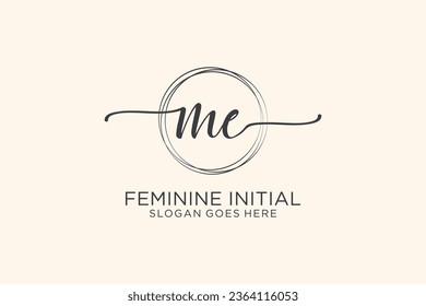 ME beauty monogram and elegant logo design handwriting logo of initial signature, wedding, fashion, floral and botanical with creative template.