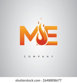 ME Creative Fire Letter Logo Design