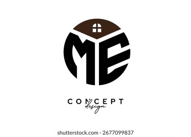 Diseño de concepto de logotipo de monograma de bienes raíces creativo de ME en forma de círculo