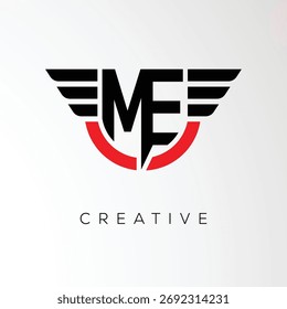 ME Creative Wings Letter Logo with Modern Shield - Powerful Business and Branding Symbol	
