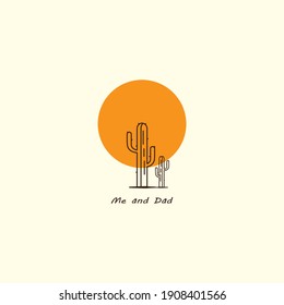 Me and Dad - Cactus desert camping nature adventure wild line badge patch pin graphic illustration vector art t-shirt design.