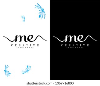 me, em letter handwriting logo template vector