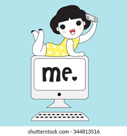 The Me Generation And Information Age Character illustration