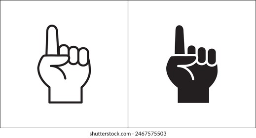 Me hand icon. One finger hand counting icon. Number one hand gesture. Participate hand symbol. Vector stock illustration. Flat and line design style. Isolated on white background.