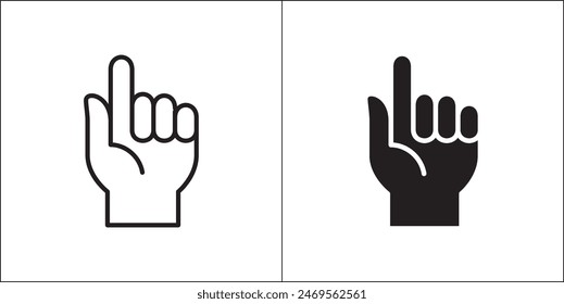Me hand icon. Two finger hand counting icon. Participate gesture hand symbol. Vector stock illustration. Flat and line design style. Isolated on white background.