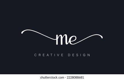 ME handwriting logo. ME logo design vector template.