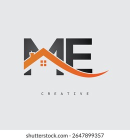 ME House Letter Logo – Creative Real Estate Monogram with Roof Shape and Home Icon for Property, Architecture and Modern Branding Identity