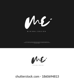 ME Initial handwriting or handwritten logo for identity. Logo with signature and hand drawn style.