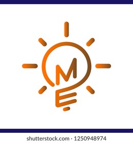 ME Initial Letter with creative bulb Logo vector element. Initial letter bulb Logo Template