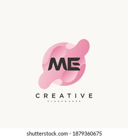 ME Initial Letter logo icon design template elements with wave colorful art.