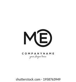 ME Initial letter logo inside circle shape inside rounded black monogram