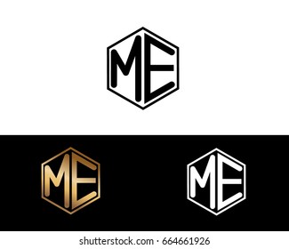 ME initial letters linked with hexagon shape logo


