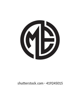 ME initial letters looping linked circle monogram logo