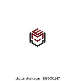 me initial line hexagon logo vector modern