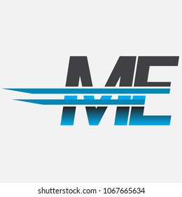 ME initial logo company name colored black and blue, Simple and Modern Logo Design.
