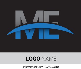 ME initial logo company name colored grey and blue swoosh design.