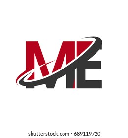 ME initial logo company name colored red and black swoosh design, isolated on white background. vector logo for business and company identity.