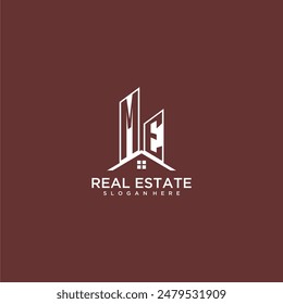 ME initial monogram building and roof logo for real estate
