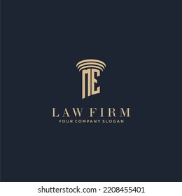 ME initial monogram lawfirm logo with pillar design