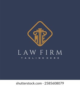 ME initial monogram logo for lawfirm with pillar in creative square design