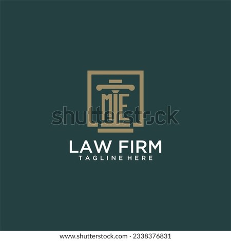 ME initial monogram logo for lawfirm with pillar design in creative square