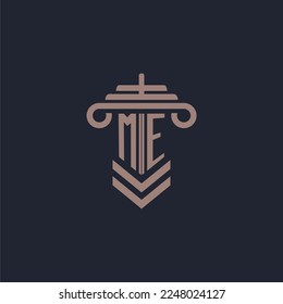 ME initial monogram logo with pillar design for law firm vector image