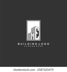 ME initial monogram real estate logo with building creative square style design