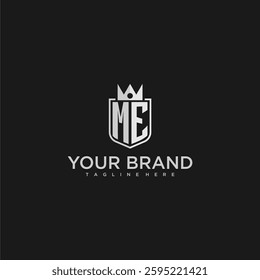 ME initial monogram shield and crown vector image