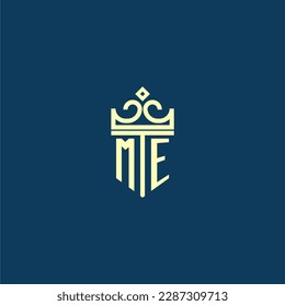 ME initial monogram shield logo design for crown vector image