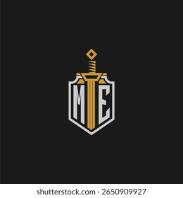 ME initial monogram for shield and sword style image
