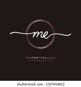 ME initial signature logo. handwriting logo template vector,